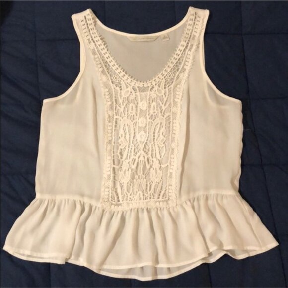 LC Lauren Conrad Tops - Lace Front Peplum Sleeveless Tank Blouse by Lauren Conrad
